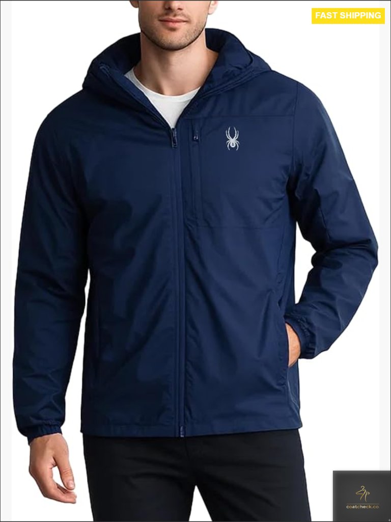 Lightweight Insulated Windbreaker Jacket Zip Up Hooded Active Performance Men's